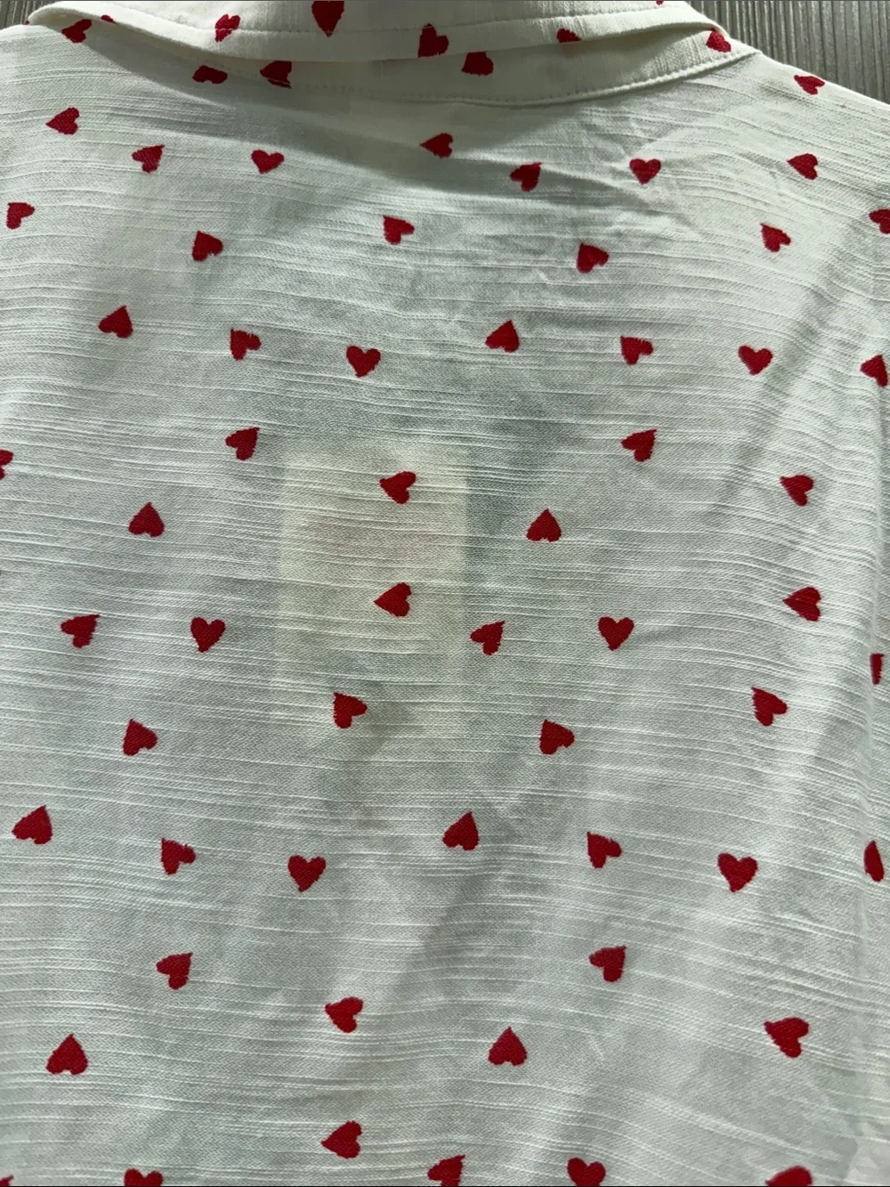 Lucky Brand White Button-Down Shirt with Red Heart Print